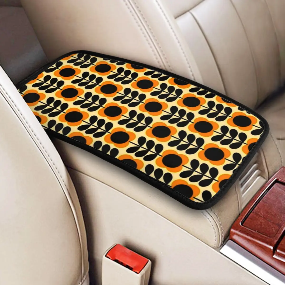 Orla Kiely Multi Stem Flowers Car Armrest Cover Luxury Scandinavian Style Center Console Pad Storage Box Protector Mat