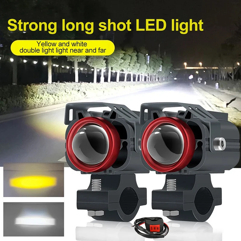 

2PCS Motorcycle LED Work Light Yellow White Spot Light With Cable and ON/OFF Switch Driving Light for Car Offroad ATV Truck
