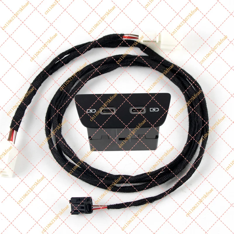 Rear USB Type-C Port for VW Golf 8 MK8 Polo T-CROSS ID3 - 2G6035954 Dual-Hole Charging Socket Interface