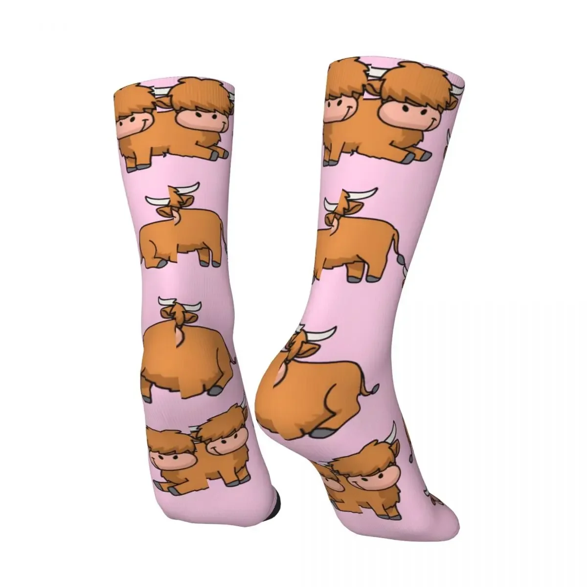 Crazy compression Scottish Highland Cow Gifts Women Pink Cow Highland Cow Sock for Men Harajuku Quality Pattern Crew Sock