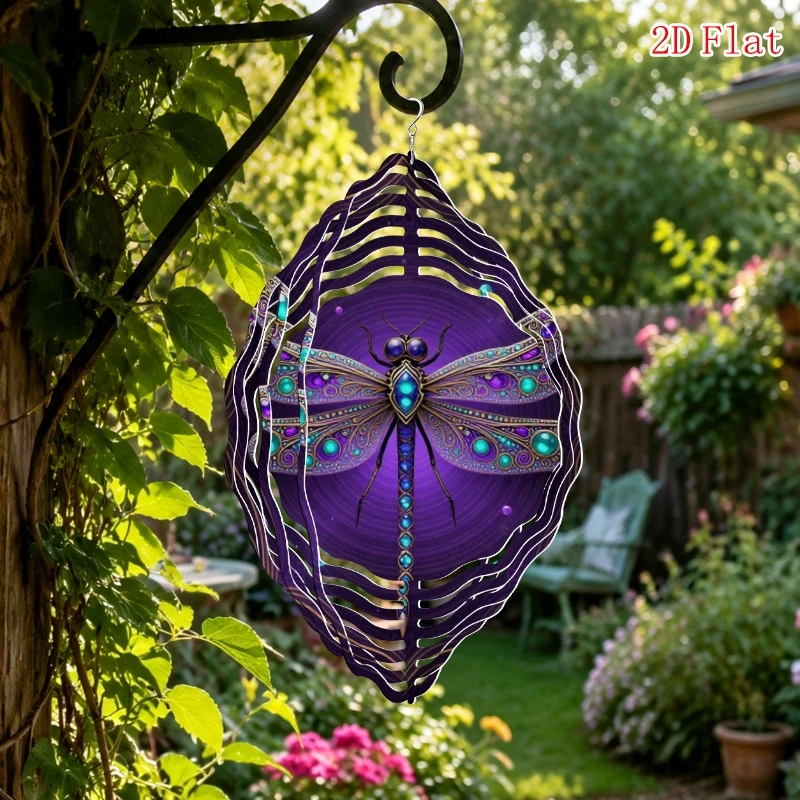 CIFBUY Dragonfly Art Wind Chime Metal Spinner with 360 Rotating Hook No Electricity Needed Hanging Ornament for Garden Patio Out