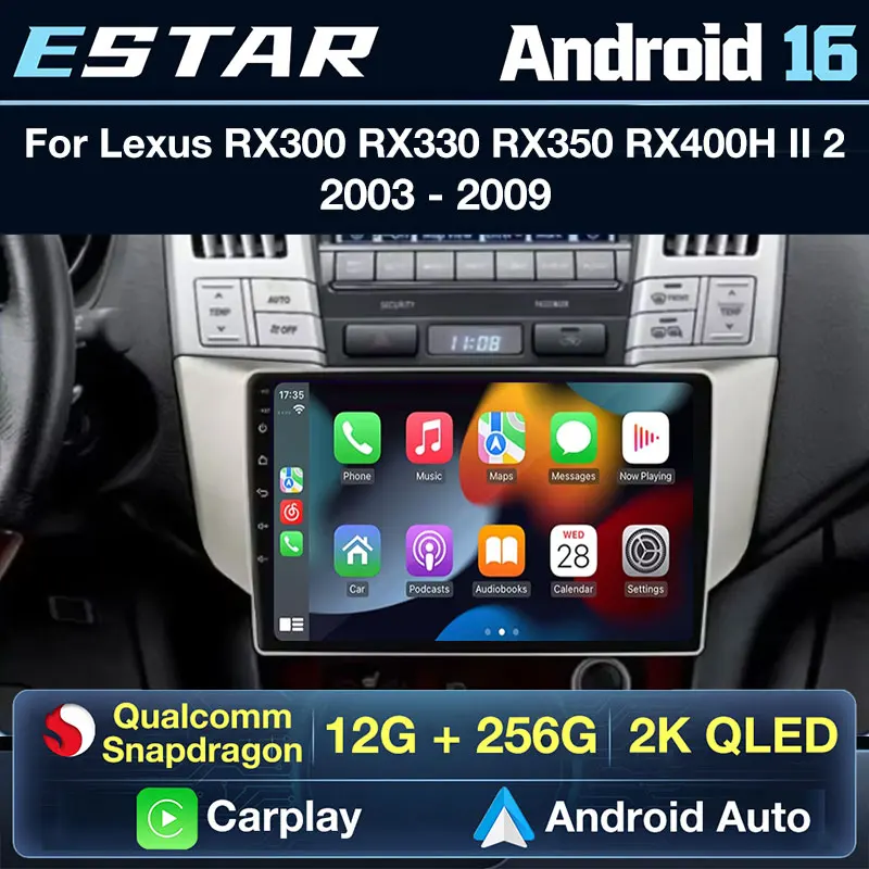Wireless Carplay Android 16 For Lexus RX300 RX330 RX350 RX400H II 2 2003 - 2009 Toyota Harrier XU30 II 2 2003 - 2013 4G LTE GPS