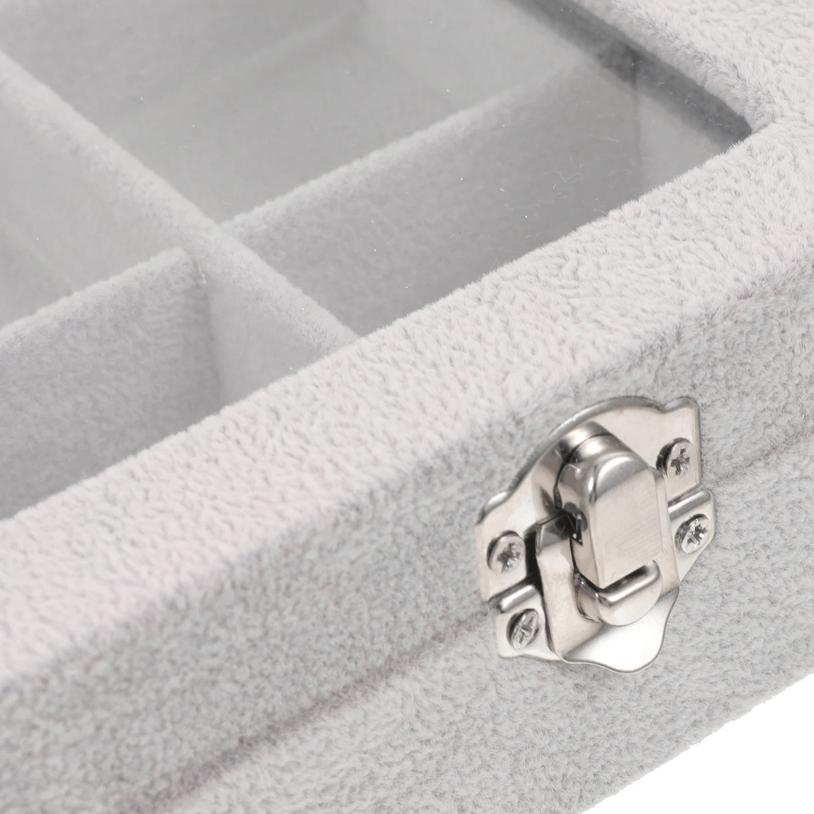 

Ice Blue Jewelry Box 24-Grid Detachable Divider Clear Lid Scratch-Proof Stackable Organizer For Earrings Necklaces Rings Women