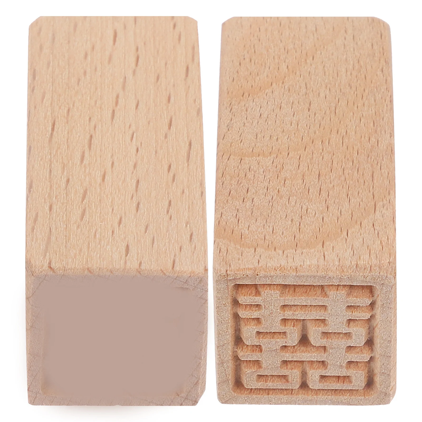 2Pcs Wooden Seal Chic Pattern Square Stamp for DIY Crafts Greeting Cards Envelopes Invitations Handbook Scrapbooking