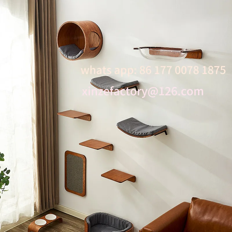 

Customizable Cat Climbing Frame Wall-Mounted Space-Saving Cat House Stand Integrated Accessories Scratching Post