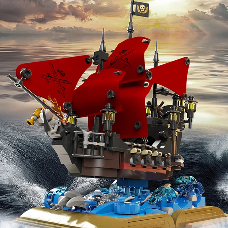 966pcs Annie Pirate Ship Building Blocks Sets Gift Ships Modular Pirate Boat Brick Assembly Model Kit Adults DIY Toys Kid Gift