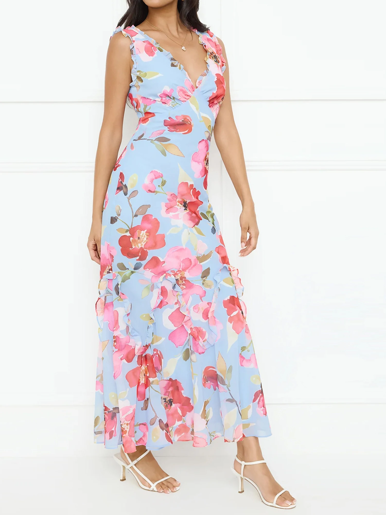 ชุดราตรีทรงเมอร์เมดผ้าลูกไม้หรูหรา ไหล่เฉียง แต่งระบาย คอวีหวาน สำหรับงานพิธีการหรืองานแต่งงาน