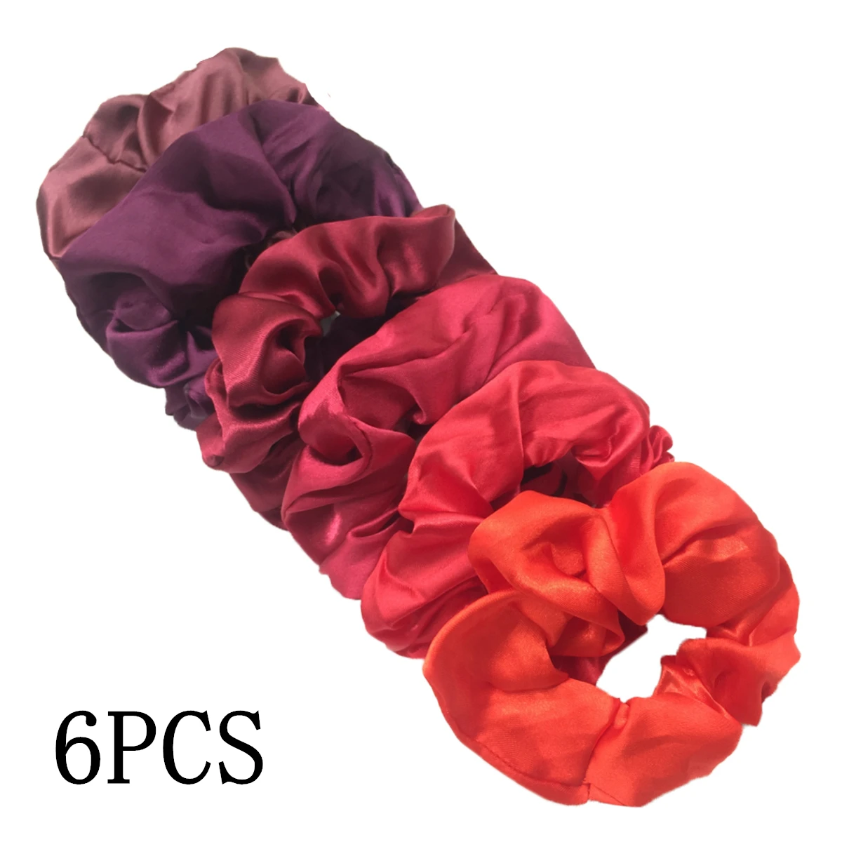 6 stks/partij Haar Scrunchies Bands Scrunchy Ties Touwen Paardenstaart Houder voor Vrouwen of Meisjes Accessoires Satijnen Hoofddeksels Effen 100 Kleur
