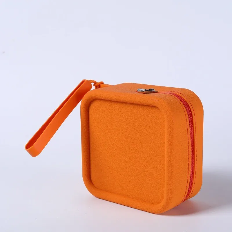 6pcs Coin Purses Silicone Plain Large Square Shaped Sweet Waterproof Protable Storage Bag 12.5*12.5CM