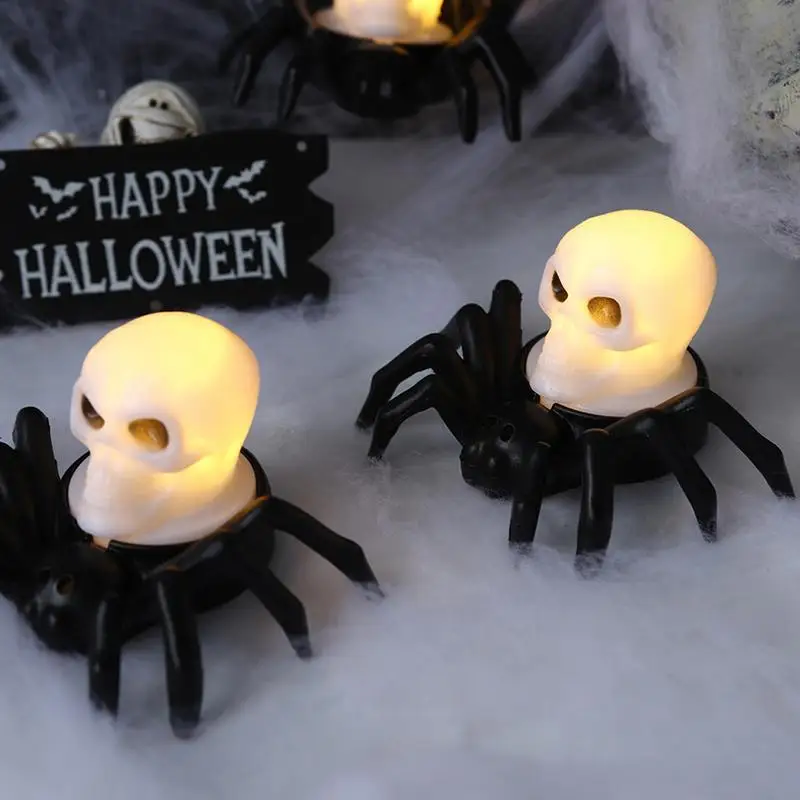 Halloween Decorations LED Candle Light Plastic Spider Skull Lamp for Home Bar Haunted House Halloween Party Decor Horror Props