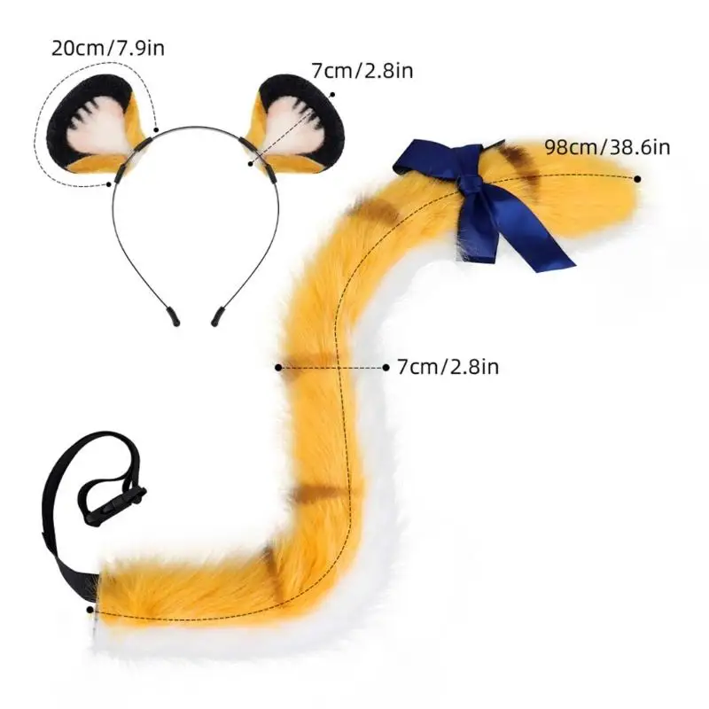 39bd Halloween Animal Costume Set Animal Ear Bandband Animal Tail For Kid Adult Cosplay