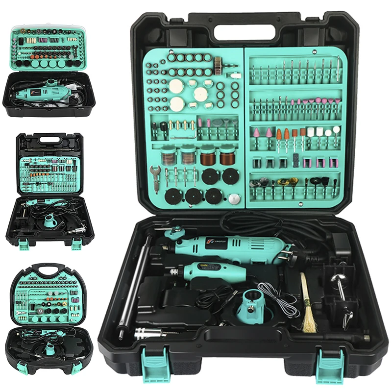 Mini Kit Combo de Broca de Energia Elétrica com Caixa Ferramenta Elétrica Moedor Gravador Polidor Mini Ferramenta Rotativa Conjunto Dremel 110v 220v