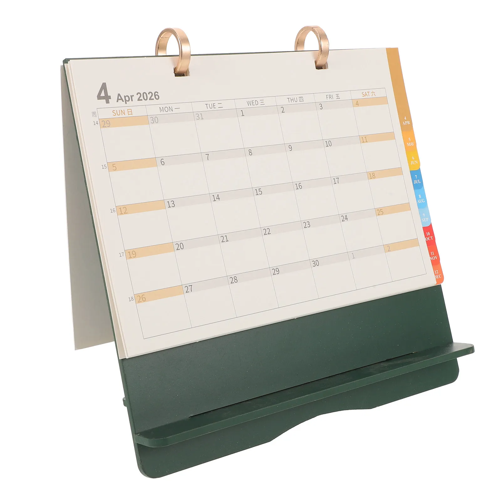 Wood Desk Calendar 2026 Flip Planner with Stand Mini Desktop Monthly Yearly Organizer Memo Calendar for Office Home Study