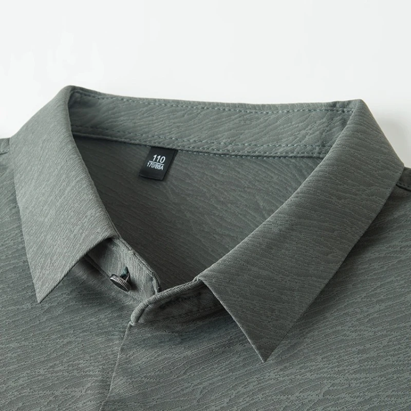 

Супер эластичная мужская бесшовная жаккардовая рубашка с длинным рукавом, деловая повседневная текстурированная рубашка ​ Офисная одежда для официальных мероприятий