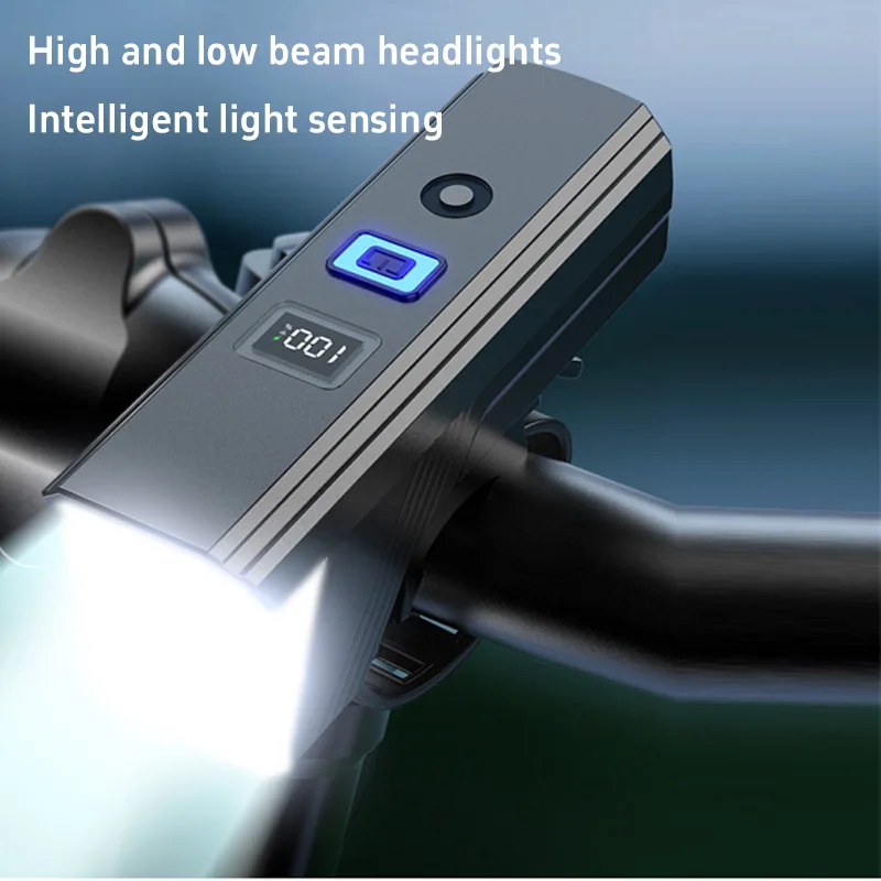 Cycling Light Type-c Charging Digital Display Night Riding Lighting Rechargeable Flashlight Automatic Sensor Cycling Accessories