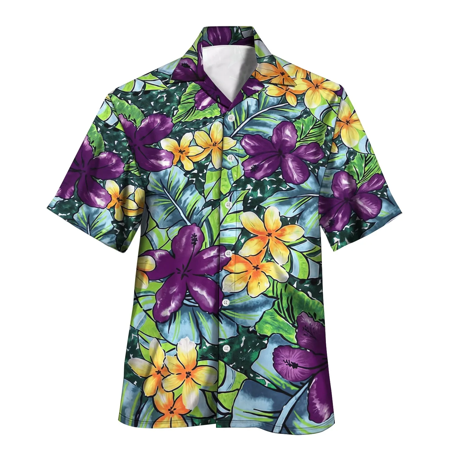 2024 Summer New European and American Cross level Foreign Trade Fashion Trend Leisure High Quality Hawaiian Cuban Collar Shirt M