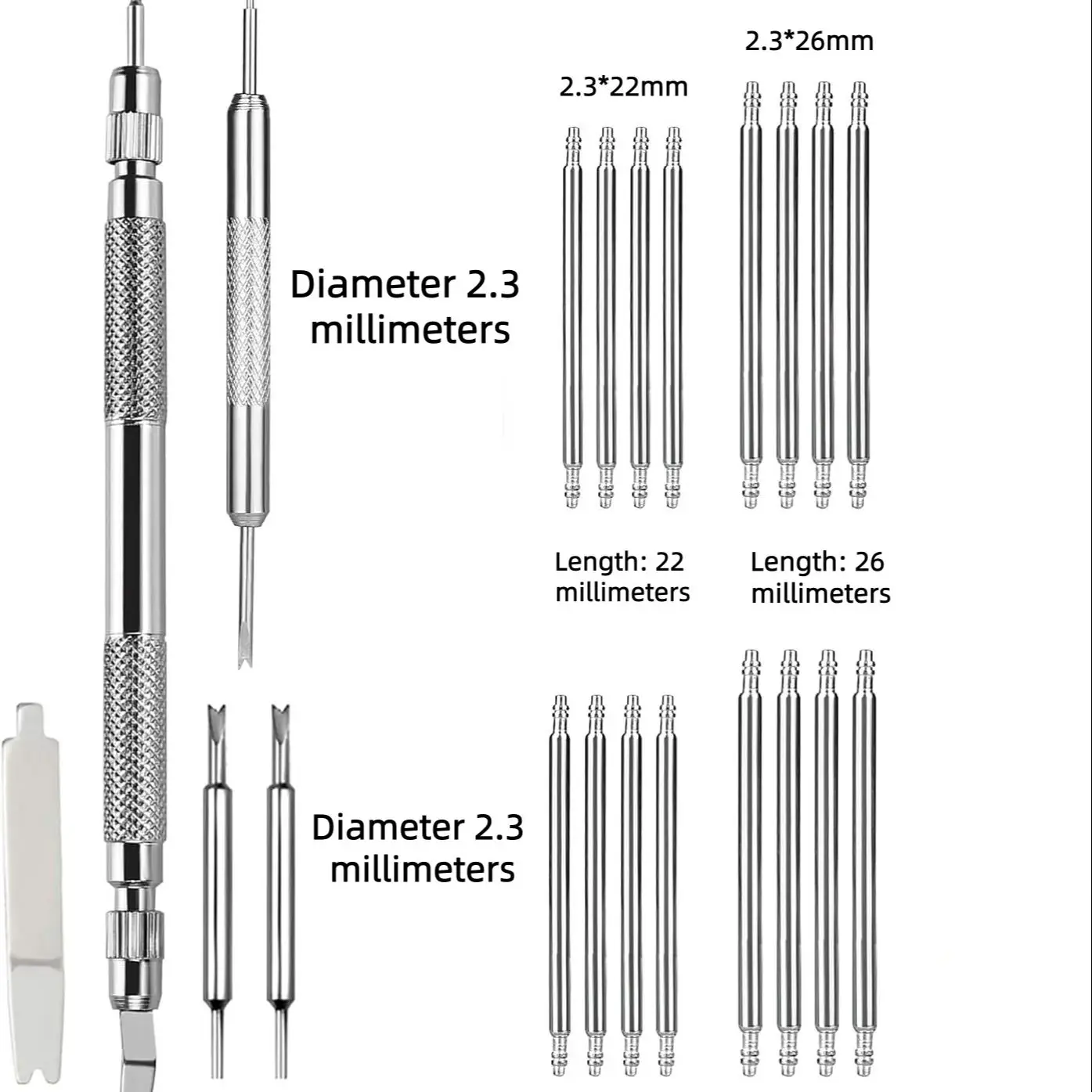 

Watch Band Spring Bars Link Pins with Strap Link Pin Remover Watch Repair Kit for Garmin MARQ/MARQ2/Approach S70/Tactix 7 Pro
