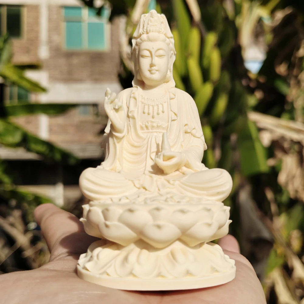 3.7 Inch Resin Guanyin Buddha Statue Sculpture, Oriental Aesthetics, Classical Style, Suitable for Creative Desktop Decorations, Housewarming Gifts, Christmas Decorations, Home Decoration, Fireplace, Back-To-School Season Gifts, Study Room