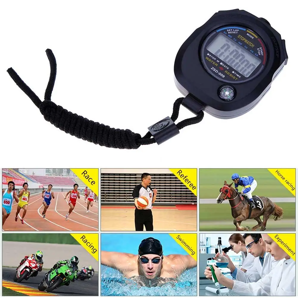 Elektronische Stoppuhr Sportstoppuhr Timer LCD-Anzeige Digitale Stoppuhr Handchronometer für Fitnesstrainer Schiedsrichter