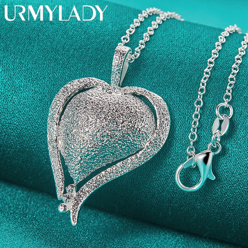 

URMYLADY 925 Sterling Silver Heart 16-30 Inch Pendant Necklace For Women Fashion Wedding Engagement Party Jewelry