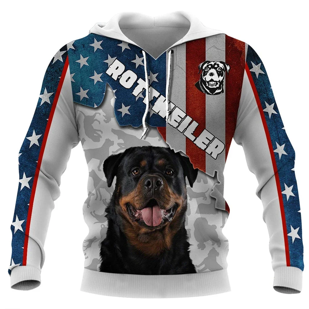 HX Rottweiler Hoodies Old Glory Animals Dog 3D Printed  Hoodie Sweatshirts Pullovers Harajuku Streetwear Dropshipping