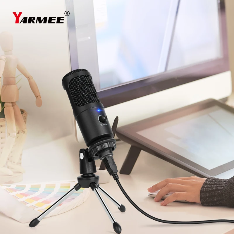 YARMEE USB Desktop Condenser Microphone 3.5mm Mic Suitable for Conference calls, Game calls,Recording