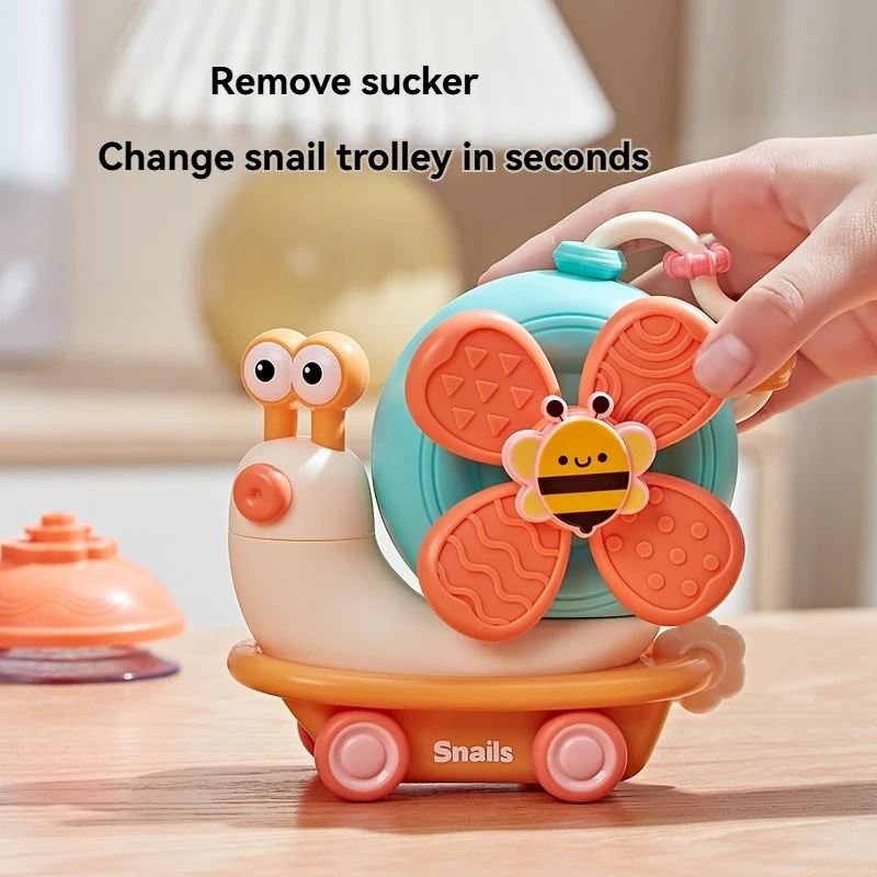 Windmill Snail Spin Fun Children's Educational Chewing Baby High Chair Suction Cup Bell Soothing Toy