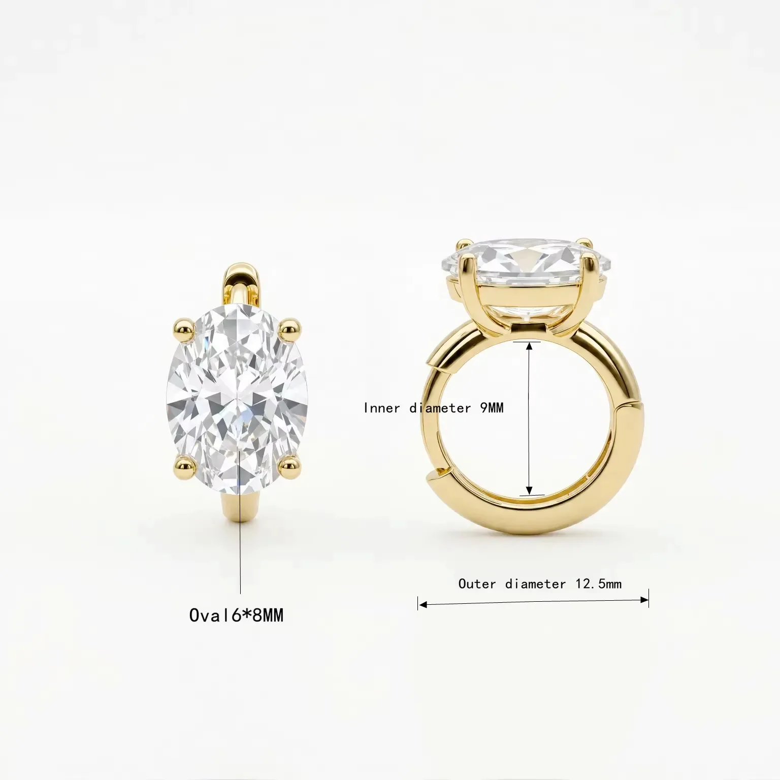 Moonmory, schlichte, modische Ohrringe im Marquise-Schliff, aus Messing, als Creolen für Damen, 14 Karat vergoldet, ovale Birnenohrringe, Geschenk zum Muttertag. – Detail 22