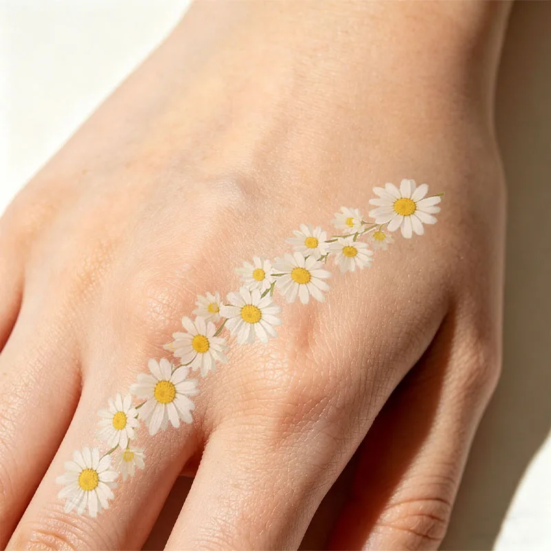 Sunflower ring/bracelet/finger tattoo stickers, waterproof, long-lasting, colorful, cute cartoon anklet/anklet stickers.