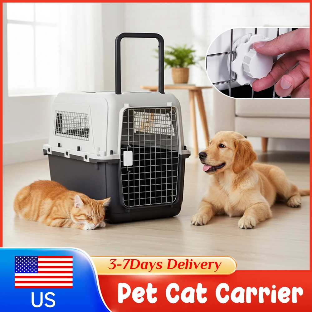

Pet Cat Carrier Dog Crate 33x21.6x25.2in with Handle & Metal Door Pet Travel Kennel for Puppies Kittens Indoor Outdoor Use New ﻿