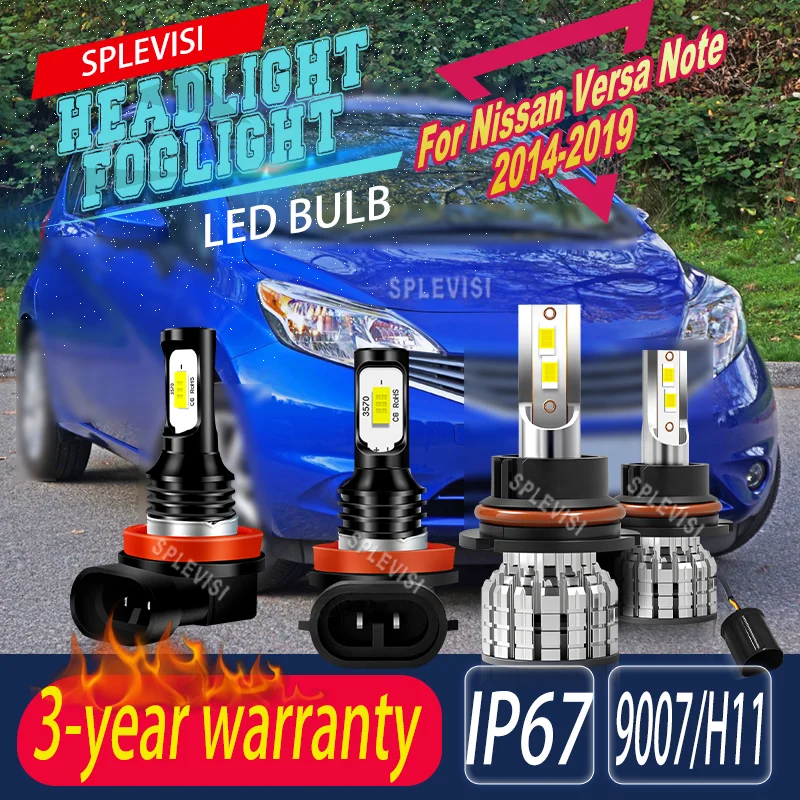 

350% Brighter Than Halogen - Complete LED Headlamp Foglamp Night Visibility For Nissan Versa Note 2014 2015 2016 2017 2018 2019