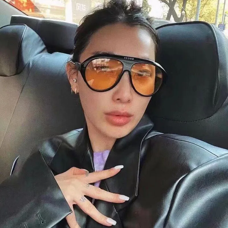 New Women's Sunglasses Women Large Frame Conjoined Body Oval Shape Sun Glasses Brand Designer Fashion Eyewear UV400 Gafas De Sol