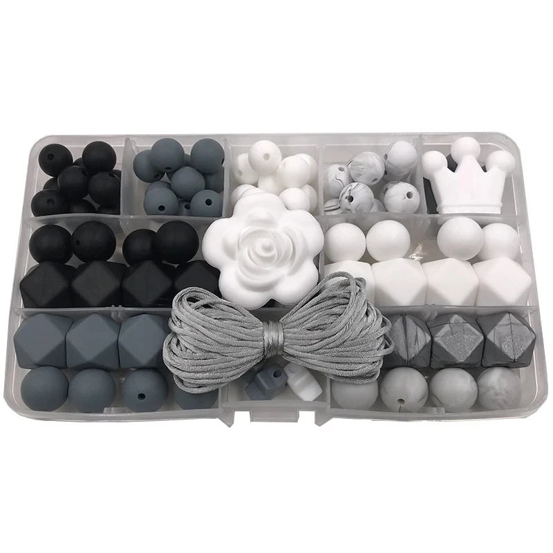 

ABCPICK Silicone DIY Craft Set Pacifier Clips Crib Toy Natural Beads Necklace Pendant Jewelry Making Handmade Accessories