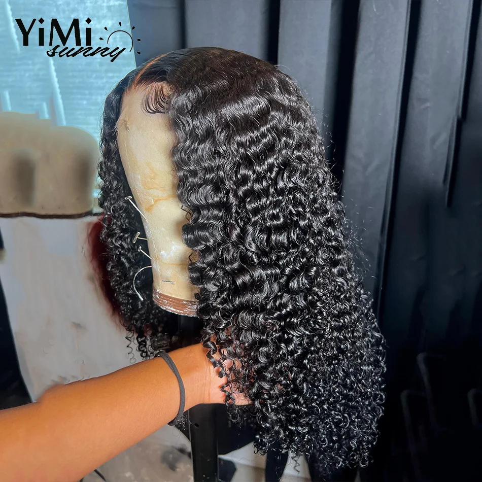 

3B 3C Raw Burmese Curly 13x4 Lace Front Human Hair Wigs For Black Woman Virgin Mongolian 4x4 Lace Closure Wig 200% Yimisunny