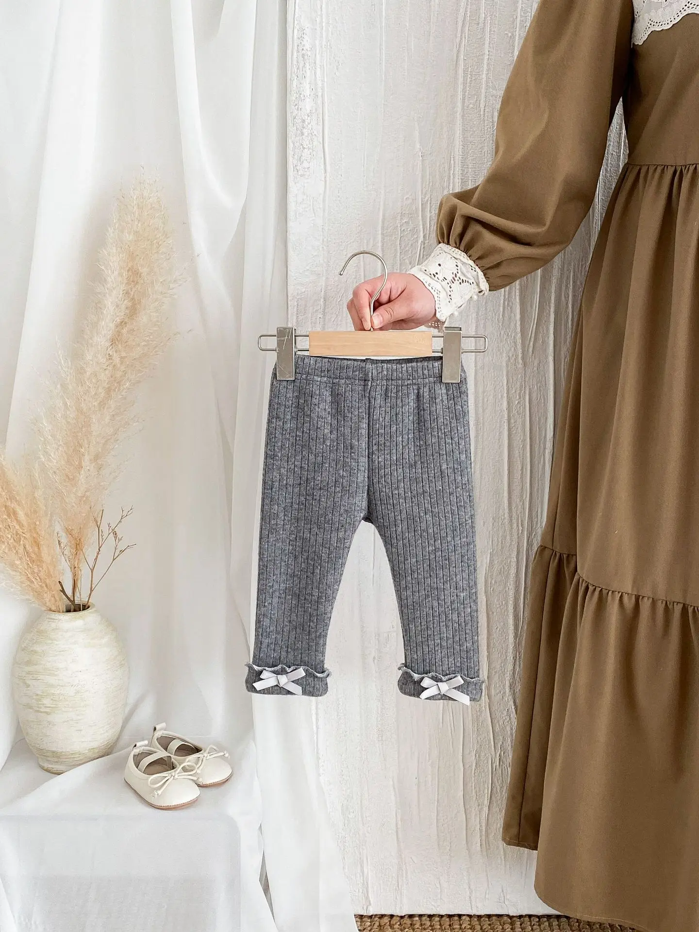 2024 Winter New Baby Plus Velvet Thick Leggings Cotton Girls Cute Bow Warm Trousers Infant Fleece Casual Pants Toddler Clothes