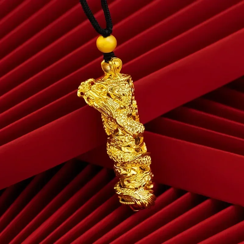 

9999 Real Gold 24K Men's Gold Dragon Pendant Gold Panlong Pendant Large Pendant Goods