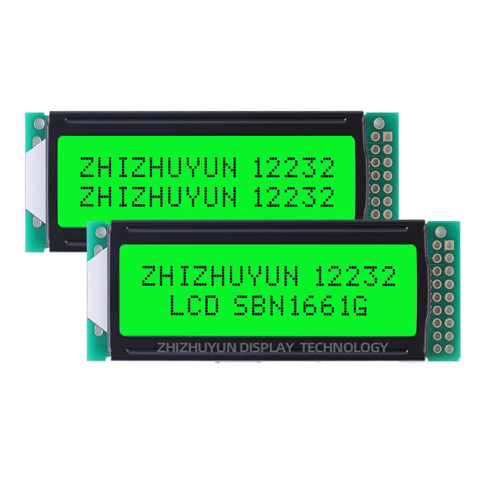 Pantalla LCD 12232C-2, placa PCB dorada de hundimiento sin plomo, pantalla de retroiluminación verde y amarilla, interfaz de doble fila de 18 pines