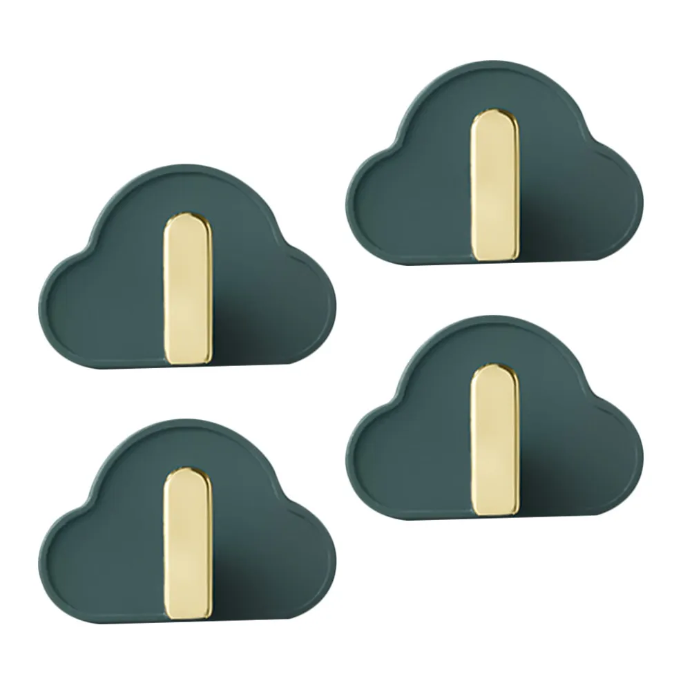 4pcs Nail-Free Cloud-Shaped Adhesive Hooks for Clothes Bags Hats – No Drilling Wall Mount Hooks Kitchen Bathroom