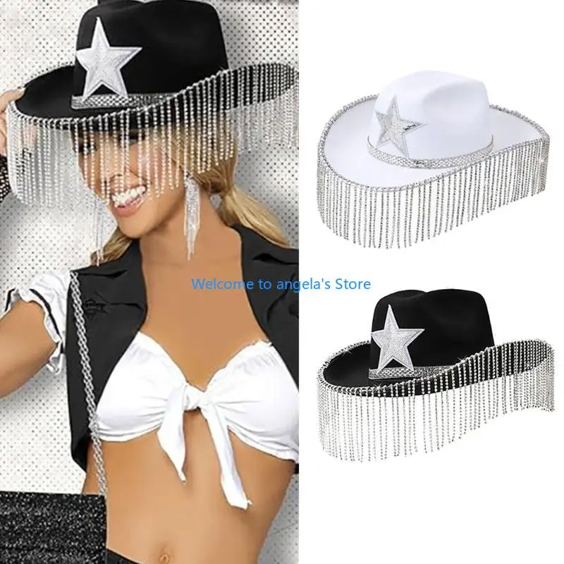 

X4YC Мерцающие ковбойские шляпы Дискотека Фетровая шляпа Федора Шляпа для сценических выступлений