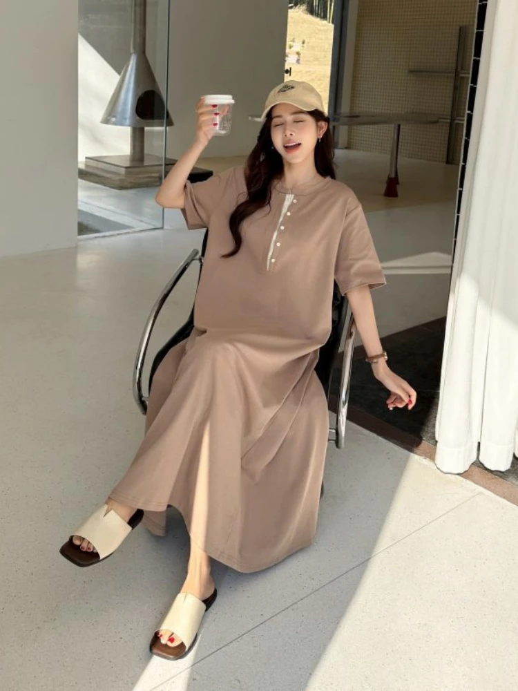 夏ルーズ Tシャツプラスサイズ 2 フェイクロングドレスローブ Elbise 半袖韓国スタイルの女性の A ラインカジュアルミディドレス