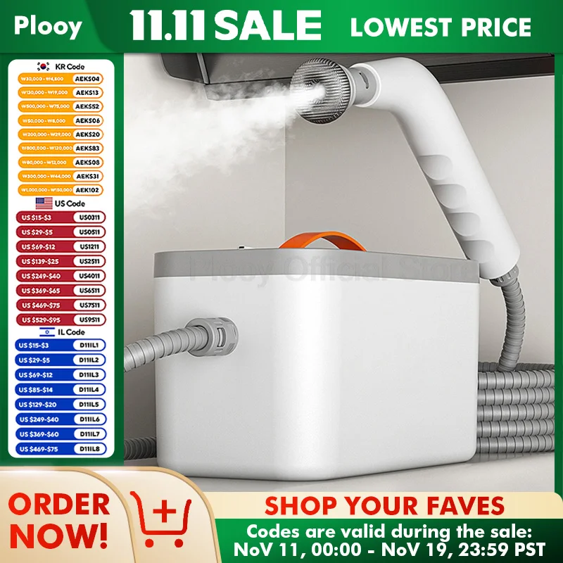 1200W High Temp Steam Cleaner Sterilization For Kitchen Range Hood Air Conditioner Home Appliance Deep Cleaning Disinfection