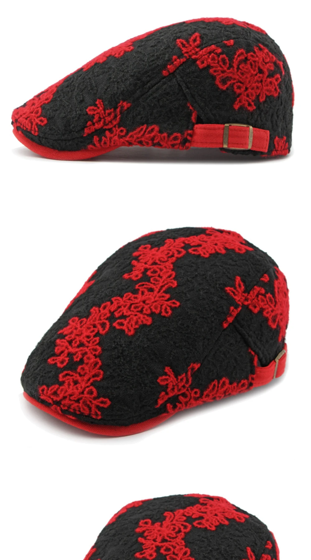 HT4609 Baskenmützen für Männer und Frauen Vintage Blumenmuster Künstler Maler Baskenmütze Unisex Verstellbare Ivy Flachmütze Herbst Winter Strick-Baskenmütze – Detail 9