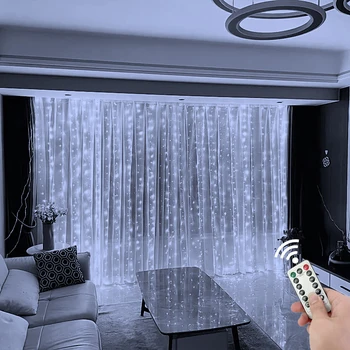 Guirxiété lumineuse LED rideau USB avec télécommande, décoration de Noël, nickel é, vacances, mariage, guirxiété lumineuse pour chambre, 3m, 4m, 6m, 2024