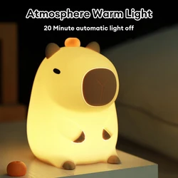 Cute Cartoon Capybara Silicone Night Light USB Rechargeable Timing Sleep Night Lamp for Children's Room Decor Birthday Gift