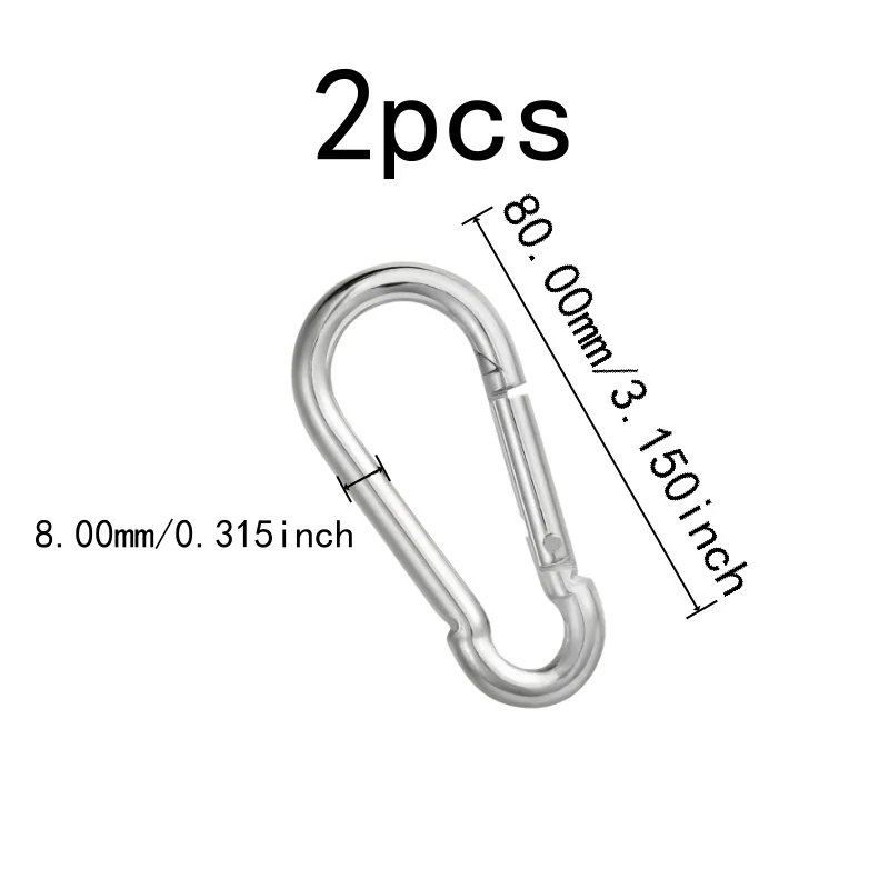 Spring Loaded Gate Spring Snap Hooks 2 pcs M8, perfect for Backpack Attachment, Sturdy Metal Alloy, Multipurpose