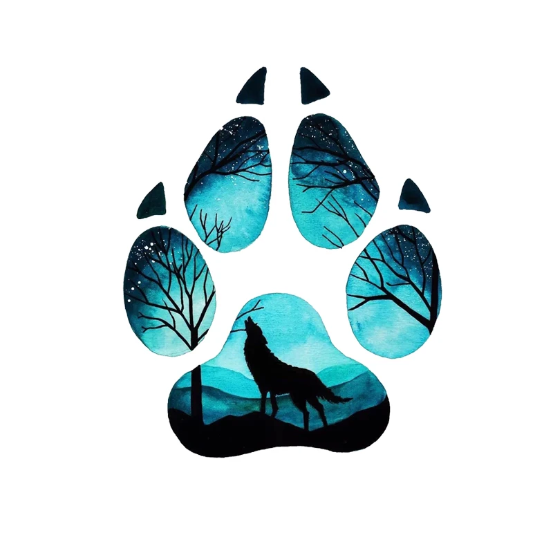 Exterior Accessories Funny Creative Wolf Footprint Puzzle Car Stickers Auto Decorative PVC Decal N25