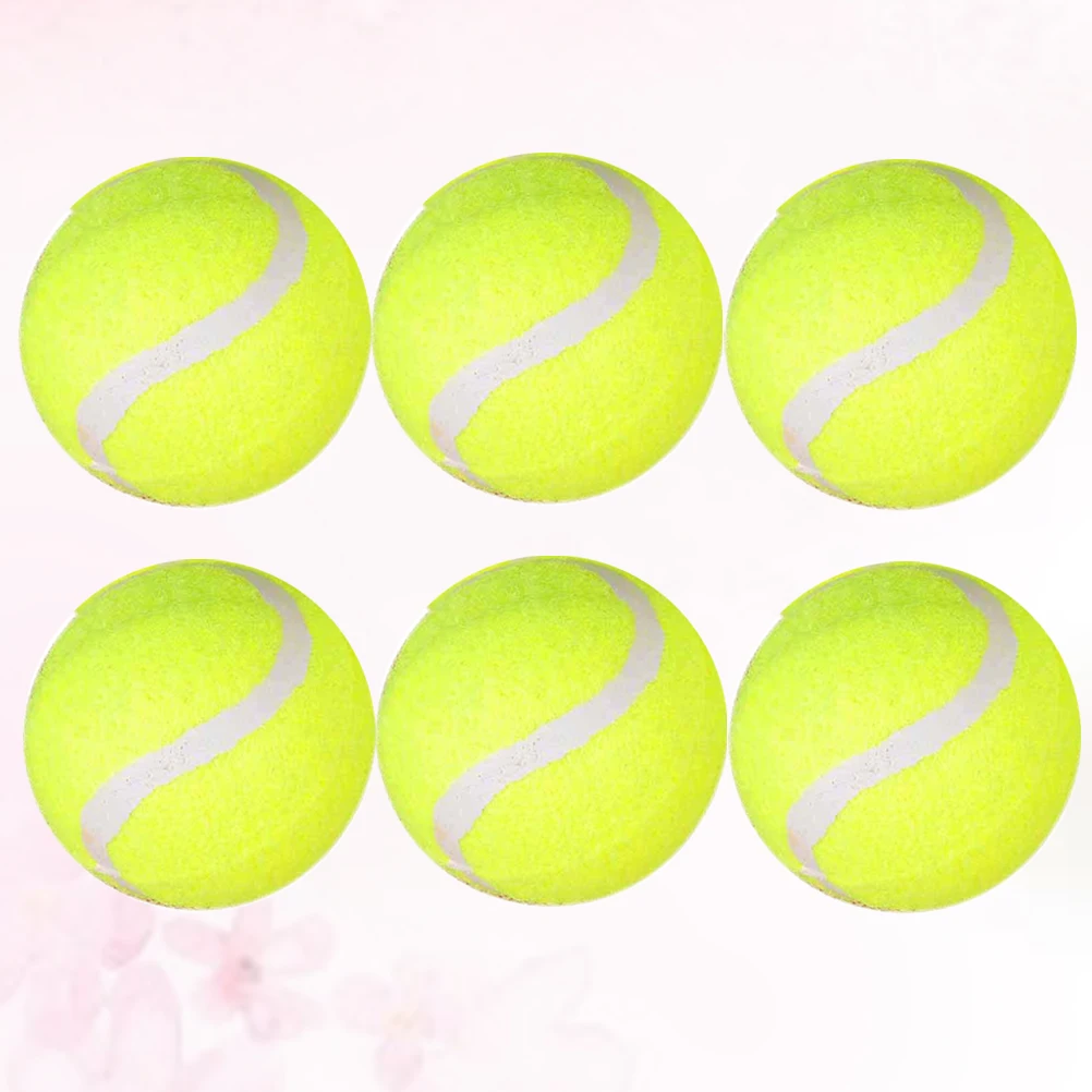 

6pcs Training Tennis Balls High Elasticity Durable Rubber For Practice Courts Exercise Machine Use Tennis Accessory