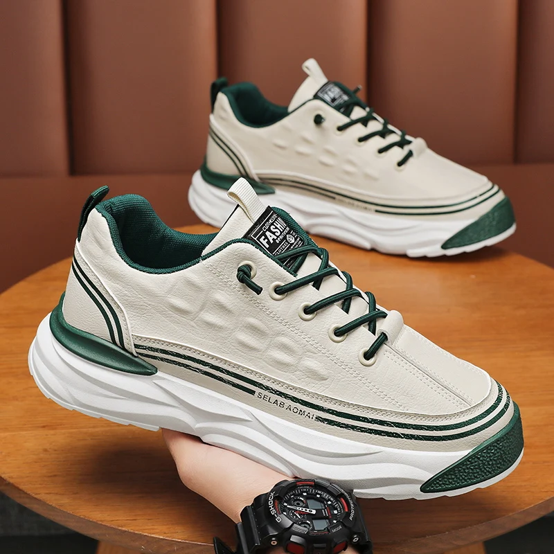 Scarpe da tavola con plateau moda uomo scarpe sportive impermeabili Leathe Youth aumento scarpe da Skateboard studente ragazzi tendenze Sneakers