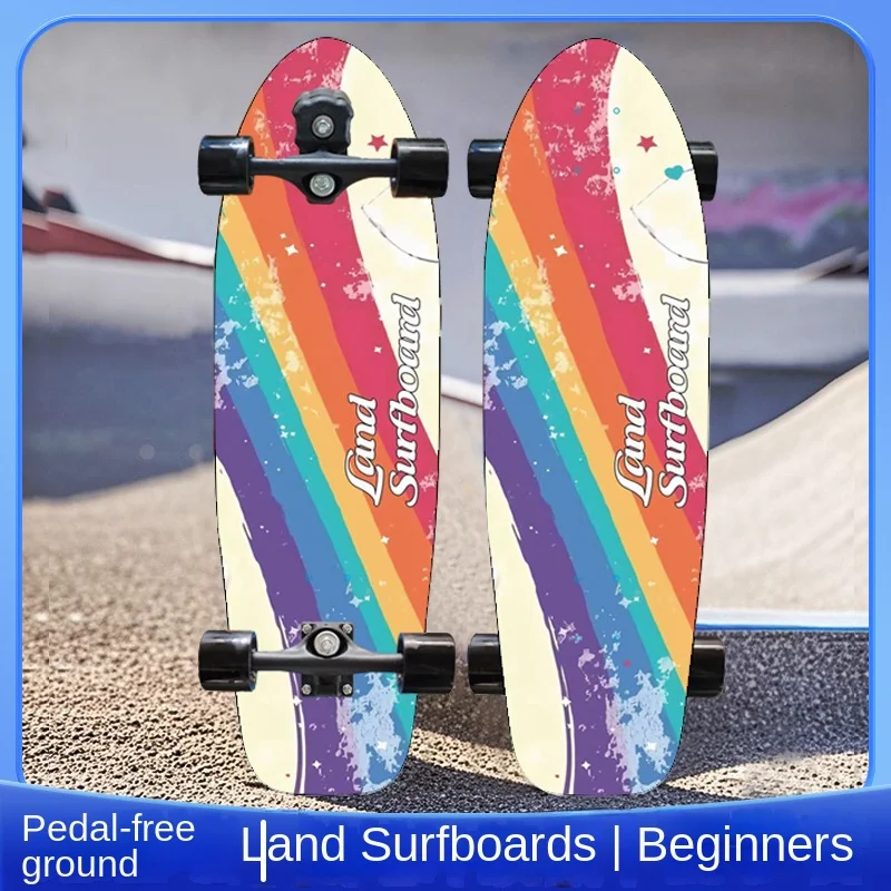 لوح ركوب الأمواج الاحترافي الخالي من الدواسات للمبتدئين والكبار والمراهقين والأطفال، لوح تدريب للشارع بأربع عجلات #1