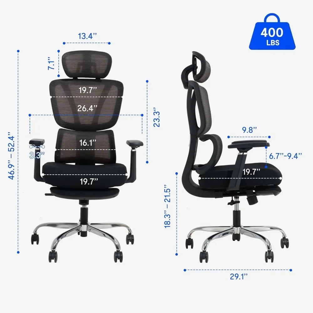 OC4 Plus Office Chair,Big and Tall Mesh Computer Desk Chair,Ergonomic Task Chair with Adjustable Lumbar Support,Headrest